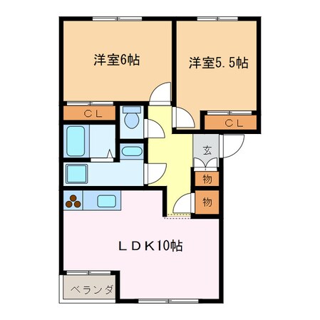 高茶屋駅 徒歩58分 2階の物件間取画像